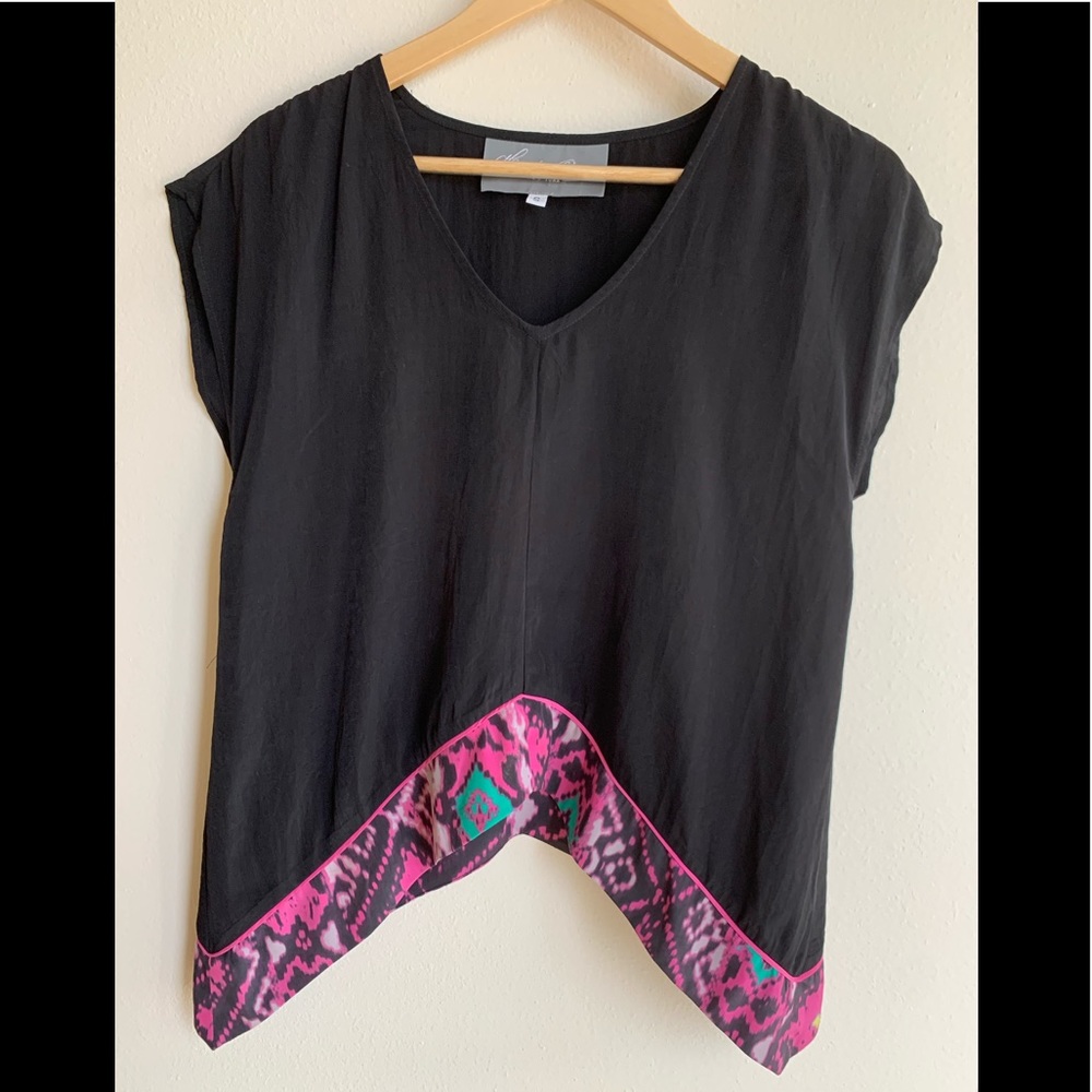 Vneck blouse with bohemian trim